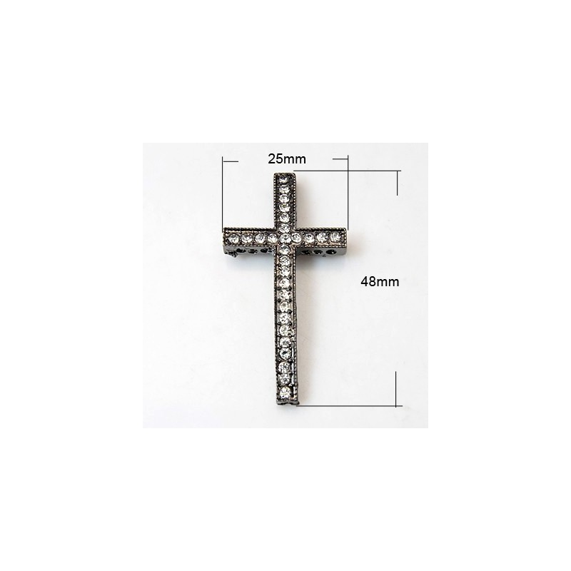 CRUZ NEGRA STRASS 48X25X4mm AGUJ 1,5mm