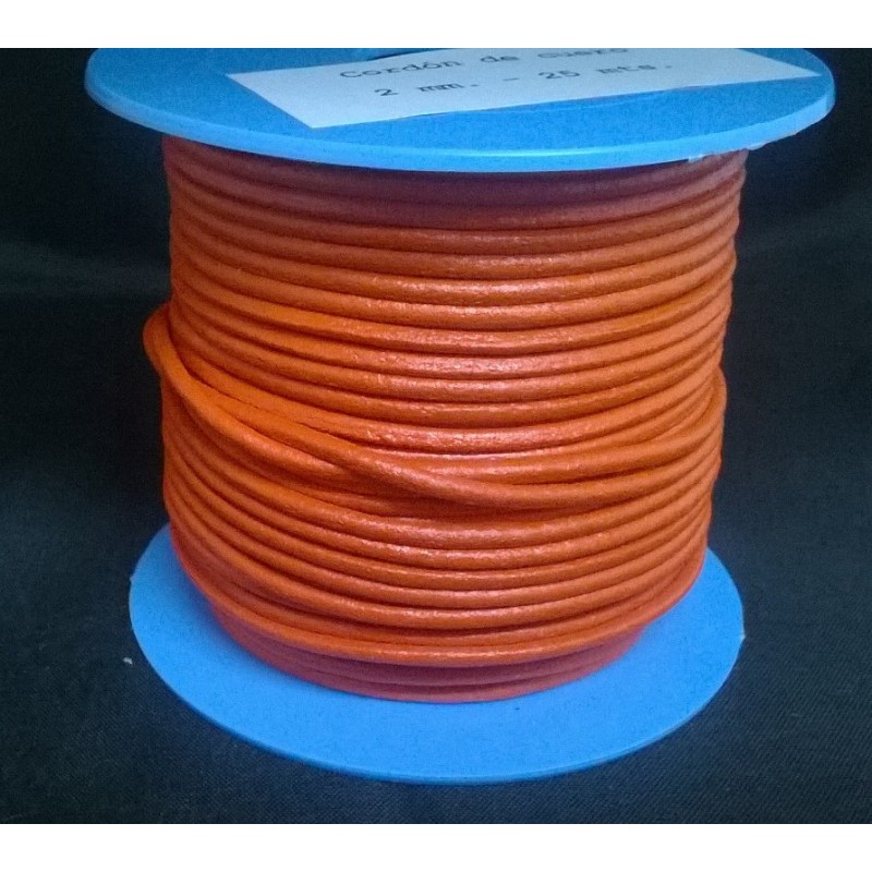 ROLLO 25MTS. CORDON CUERO NACIONAL 1.5 mm.NARANJA